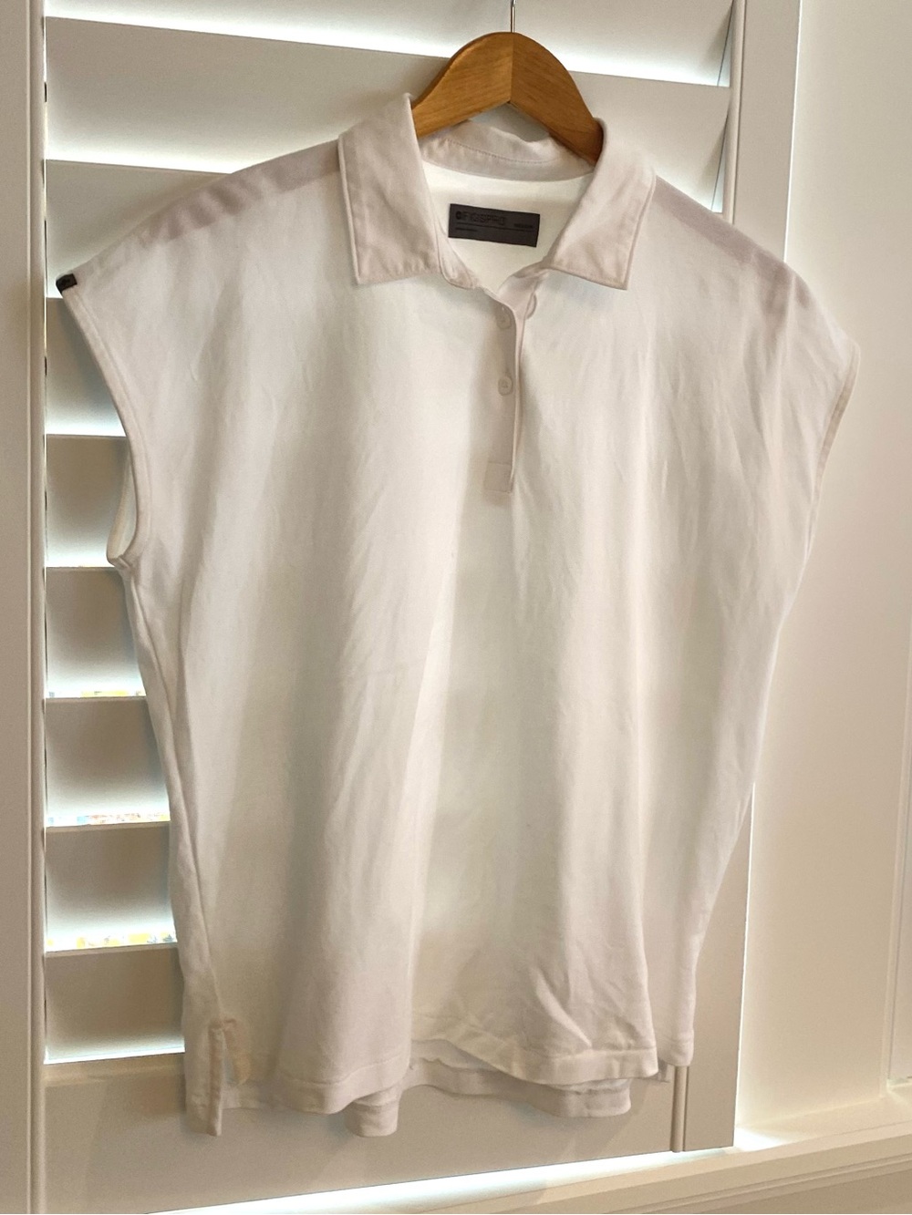 FIGS White Collared Sleeveless Polo Top